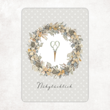 acufactum - Kerstin Heß - Postkarte - Kranz Nähglücklich