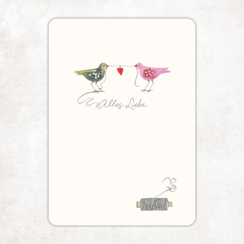 acufactum - Kerstin Heß - Postkarte - Vögel mit Herz - Alles Liebe