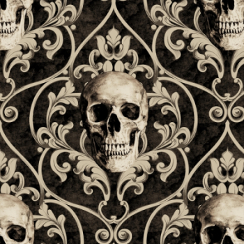 Deja Boo - Black Skull Damask