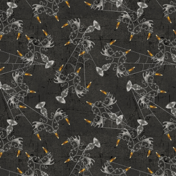 Spooky Vibes - Chandeliers Cobwebs Charcoal