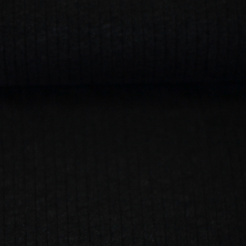 Rippjersey uni - schwarz - Baumwoll-/Leinengemisch