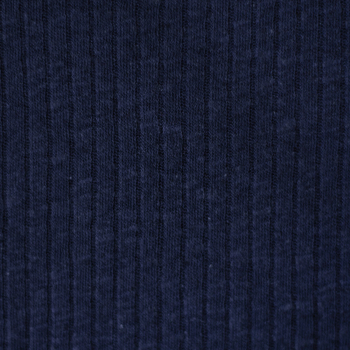 Rippjersey uni - dunkelblau - Baumwoll-/Leinengemisch