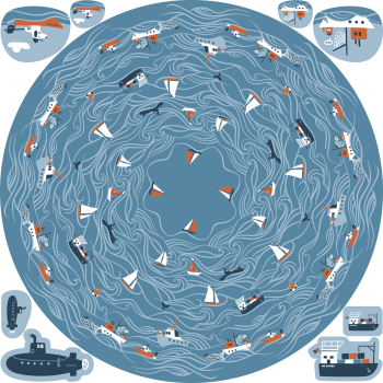 Round about by Käselotti - Schiffe - Panel 140x140 cm