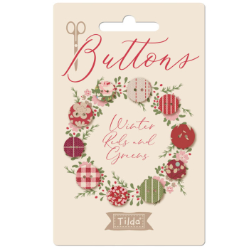 Tilda Creating Memories Stoffknöpfe – Winter Reds and Greens – 10 Stück