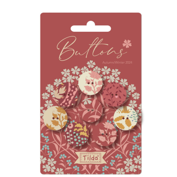 Tilda Sanctuary Stoffknöpfe – Rot – 8 Stück – 18 mm