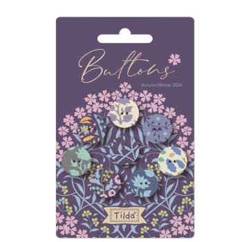 Tilda Sanctuary Stoffknöpfe – Lila – 8 Stück – 18 mm