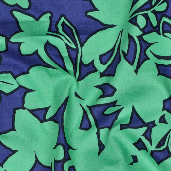 Preview: Popeleine - Fein gewebte Baumwolle - Blumen blau/grün