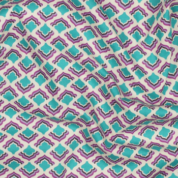 Popeleine - Fein gewebte Baumwolle - Retro lila/mint