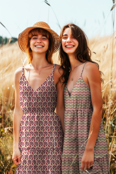 Preview: Popeleine - Fein gewebte Baumwolle - Retro lila/mint