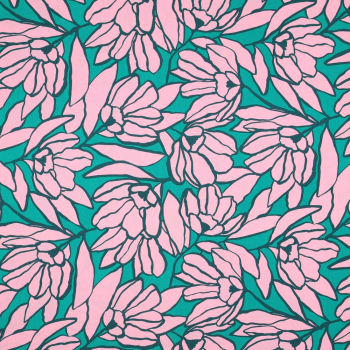 Preview: Lenzing Ecovero - Nerida Hansen - Inked Bouquet - Green/Pink