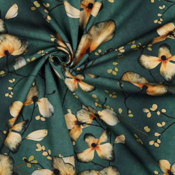 Preview: Viskose Stretch Rosella - Digitaldruck - Flowers Green