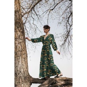 Preview: Viskose Stretch Rosella - Digitaldruck - Flowers Green