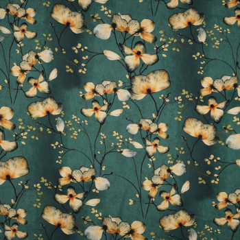 Viskose Stretch Rosella - Digitaldruck - Flowers Green