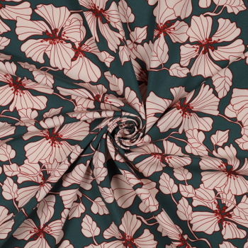 Preview: Viskose - Flowers - Petrol