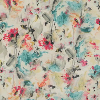 Viskose - Ecru - Digital Watercolor Flowers
