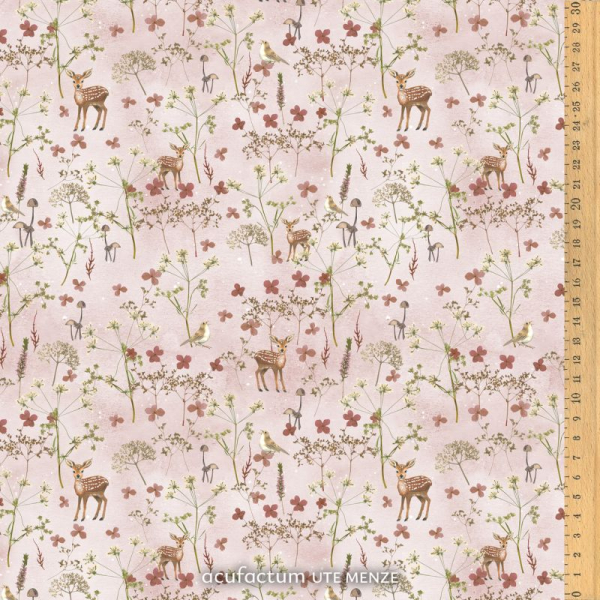 Acufactum Baumwollstoff Rehe und Blüten – Kerstin Heß