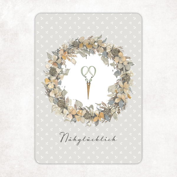 acufactum - Kerstin Heß - Postkarte - Kranz Nähglücklich