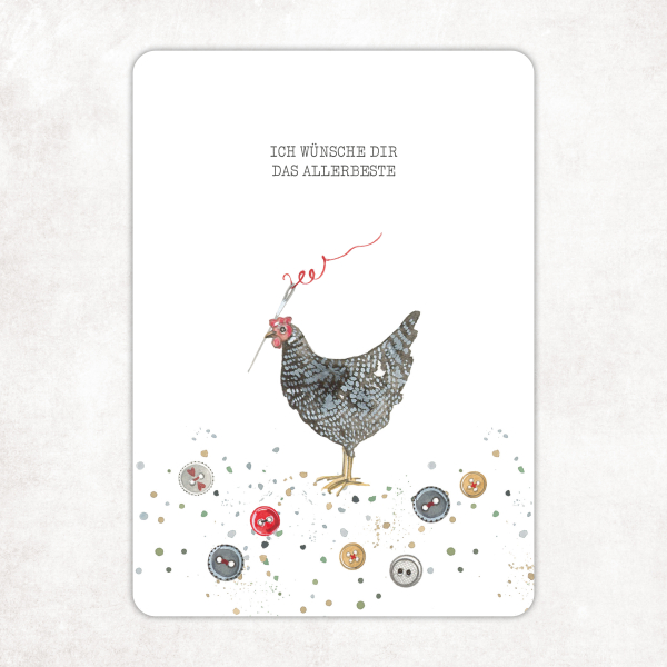 acufactum - Kerstin Heß - Postkarte - Huhn - Ich wünsche Dir das Allerbeste
