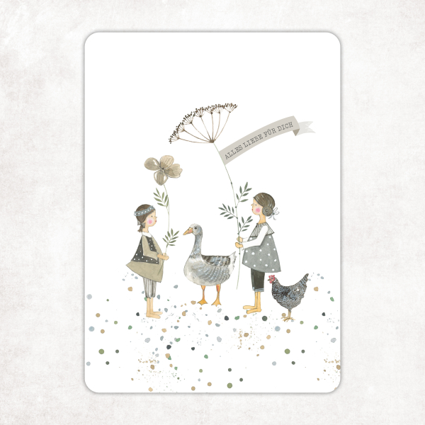acufactum - Kerstin Heß - Postkarte - Mädchen mit Gräsern - Alles Liebe für Dich