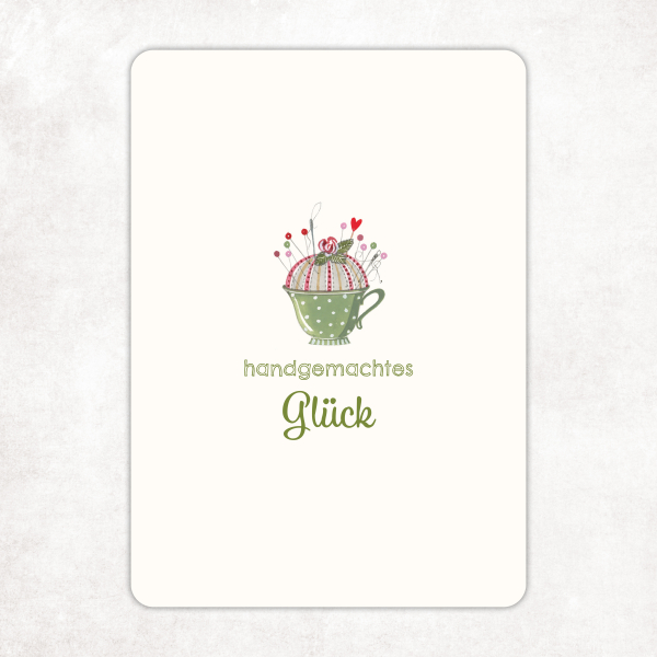 acufactum - Kerstin Heß - Postkarte - Nadelkissen - Handgemachtes Glück