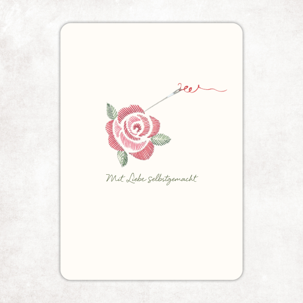 acufactum - Kerstin Heß - Postkarte - Gestickte Rose