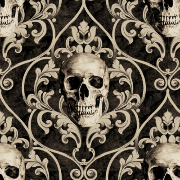 Deja Boo - Black Skull Damask