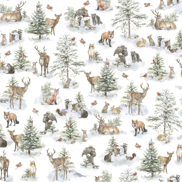Woodland Whispers – winterliche Waldtiere auf Weiß