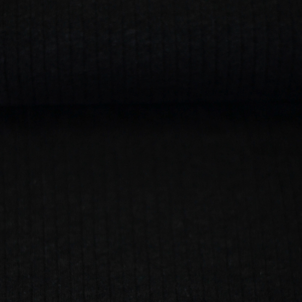 Rippjersey uni - schwarz - Baumwoll-/Leinengemisch