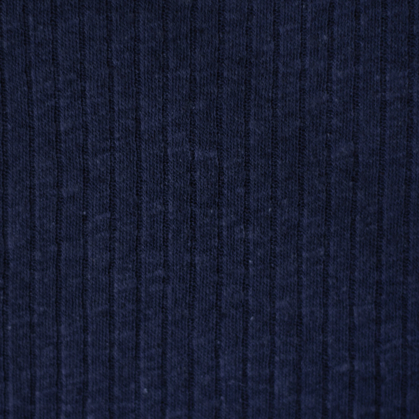 Rippjersey uni - dunkelblau - Baumwoll-/Leinengemisch