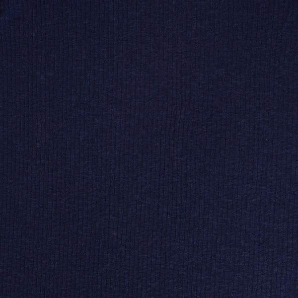 Rippjersey uni - dunkelblau - Baumwoll-/Leinengemisch