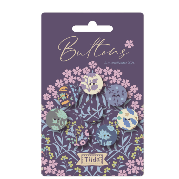 Tilda Sanctuary Stoffknöpfe – Lila – 8 Stück – 18 mm