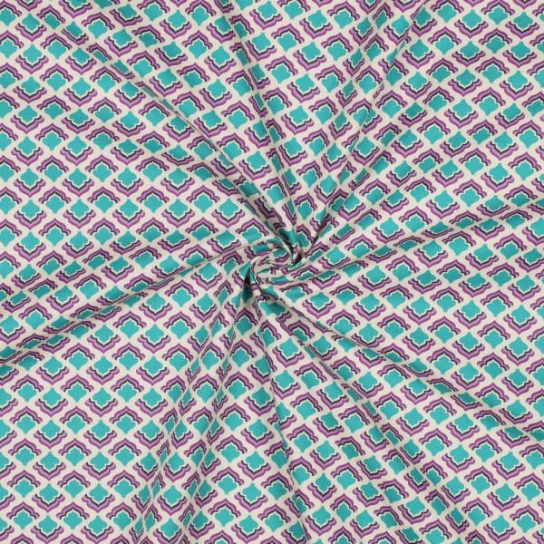 Popeleine - Fein gewebte Baumwolle - Retro lila/mint