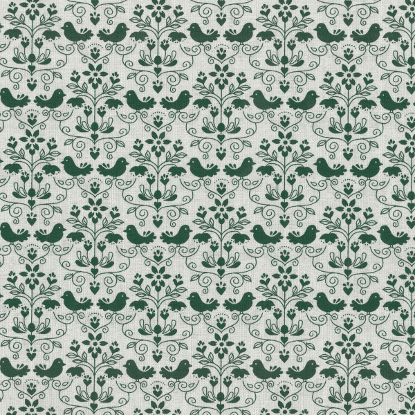Westfalenstoffe - Druckstoff - Trondheim - Vögel in Blumenranken - beige-grün