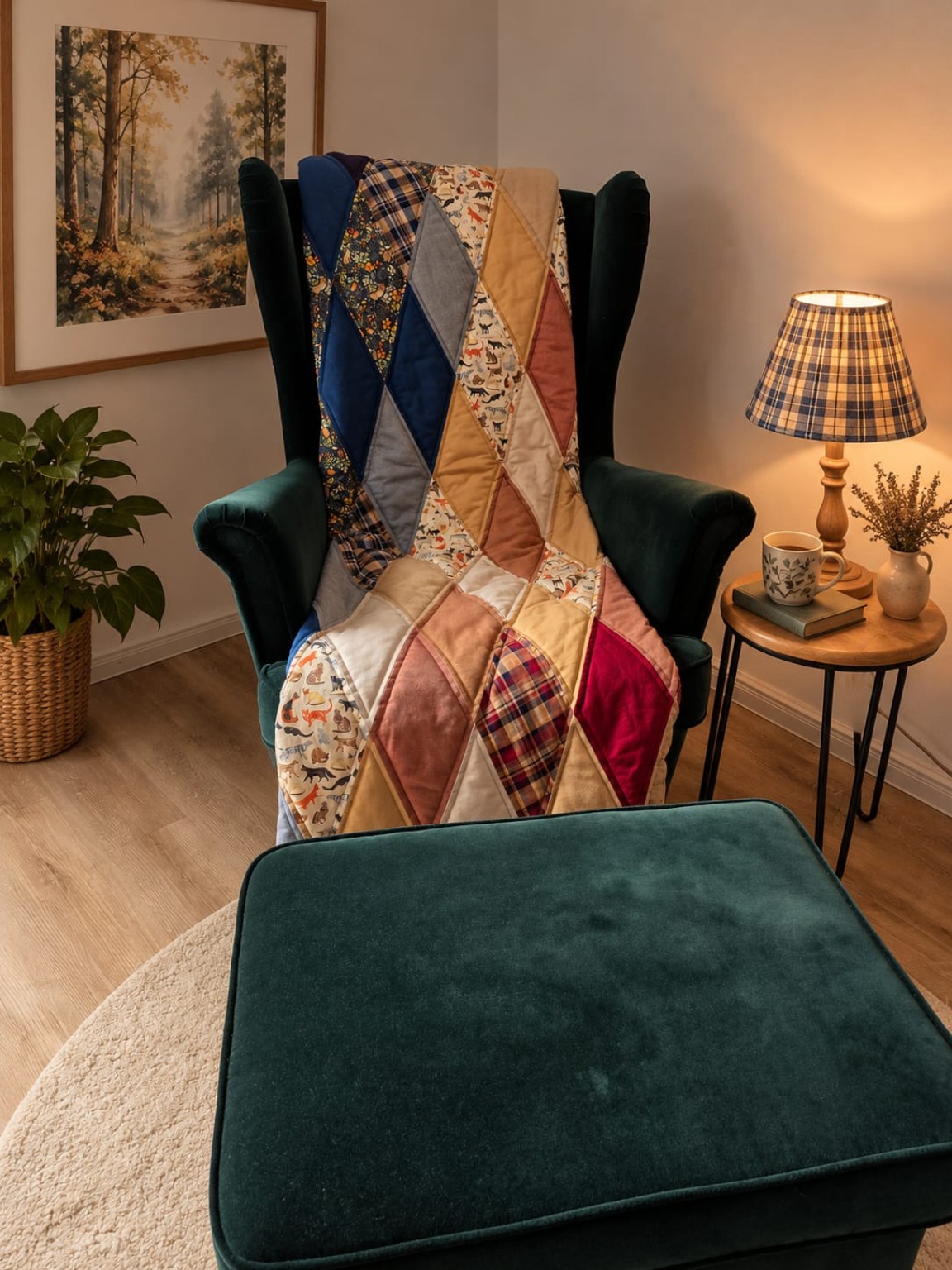 York-Quilt auf gemütlichem Sessel